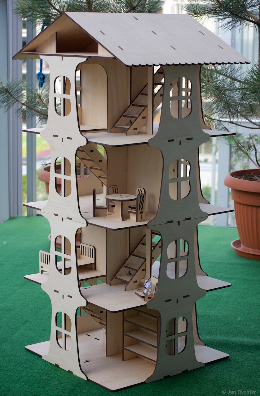 Dollhouse built from laser cut plywood